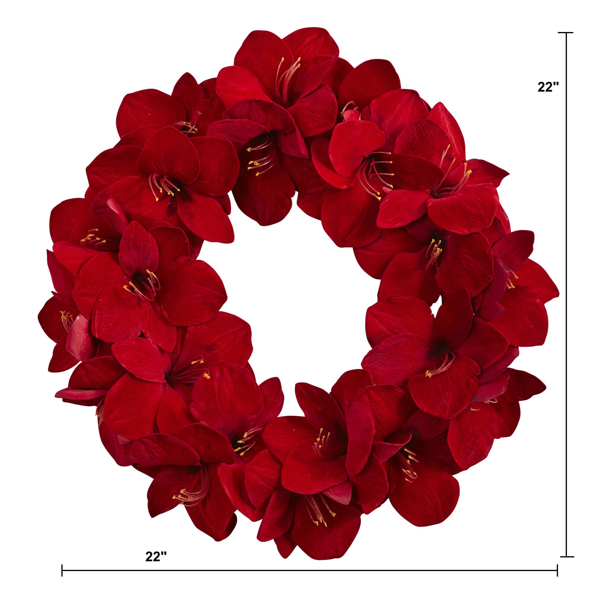22” Red Amaryllis Wreath